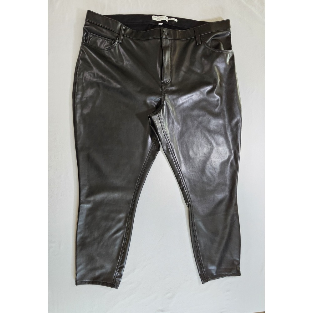 Abercrombie & Fitch‎ Vegan Leather Skinny Pants Women 22 Black High-Rise Pockets